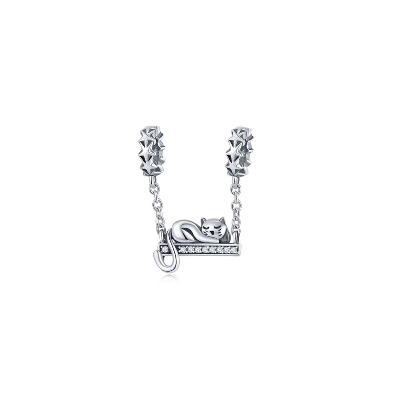 SILVER HEART - Charm Cadena Gatito Durmiendo En Plata 925 SILVER HEART
