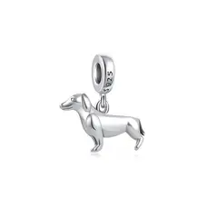 SILVER HEART - Charm Perro Salchicha Dachshund En Plata 925