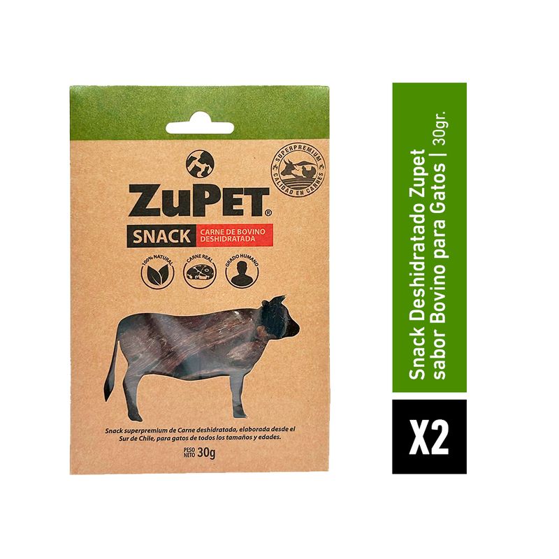 ZUPET - Pack X2 Snack Gato Zupet Deshidratado Vacuno 30 gr.