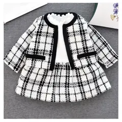GENERICO - VESTIDO CUADRILLÉ BEBÉ NIÑA MÁS CARDIGAN PEQUEÑA LUZ