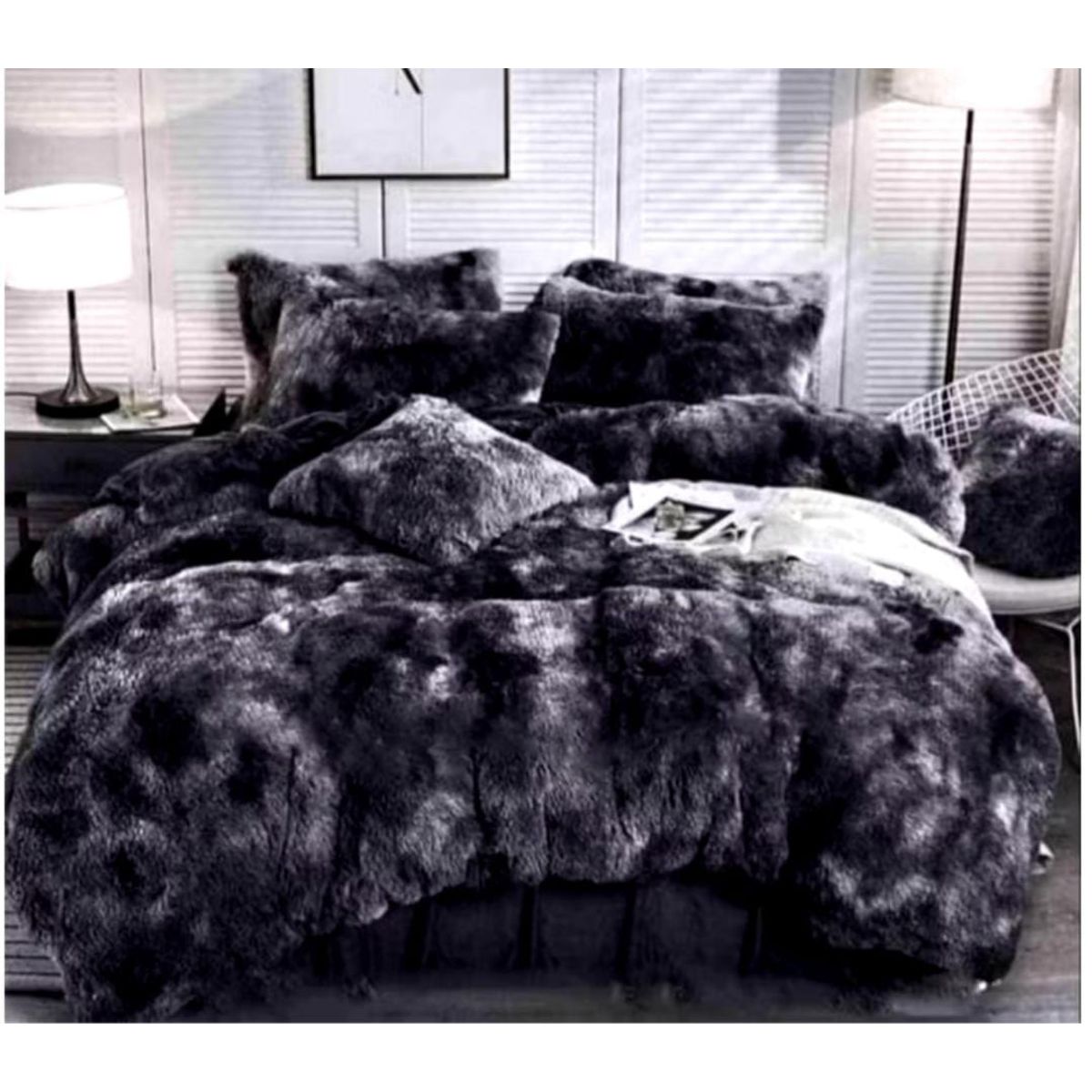 GENERICO - Cobertor Con Chiporro y Peludo Jaspeado 2 Plaza MARIA