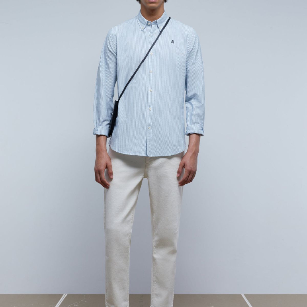 SCALPERS - Camisa Oxford Calavera Contraste Duck Stripes