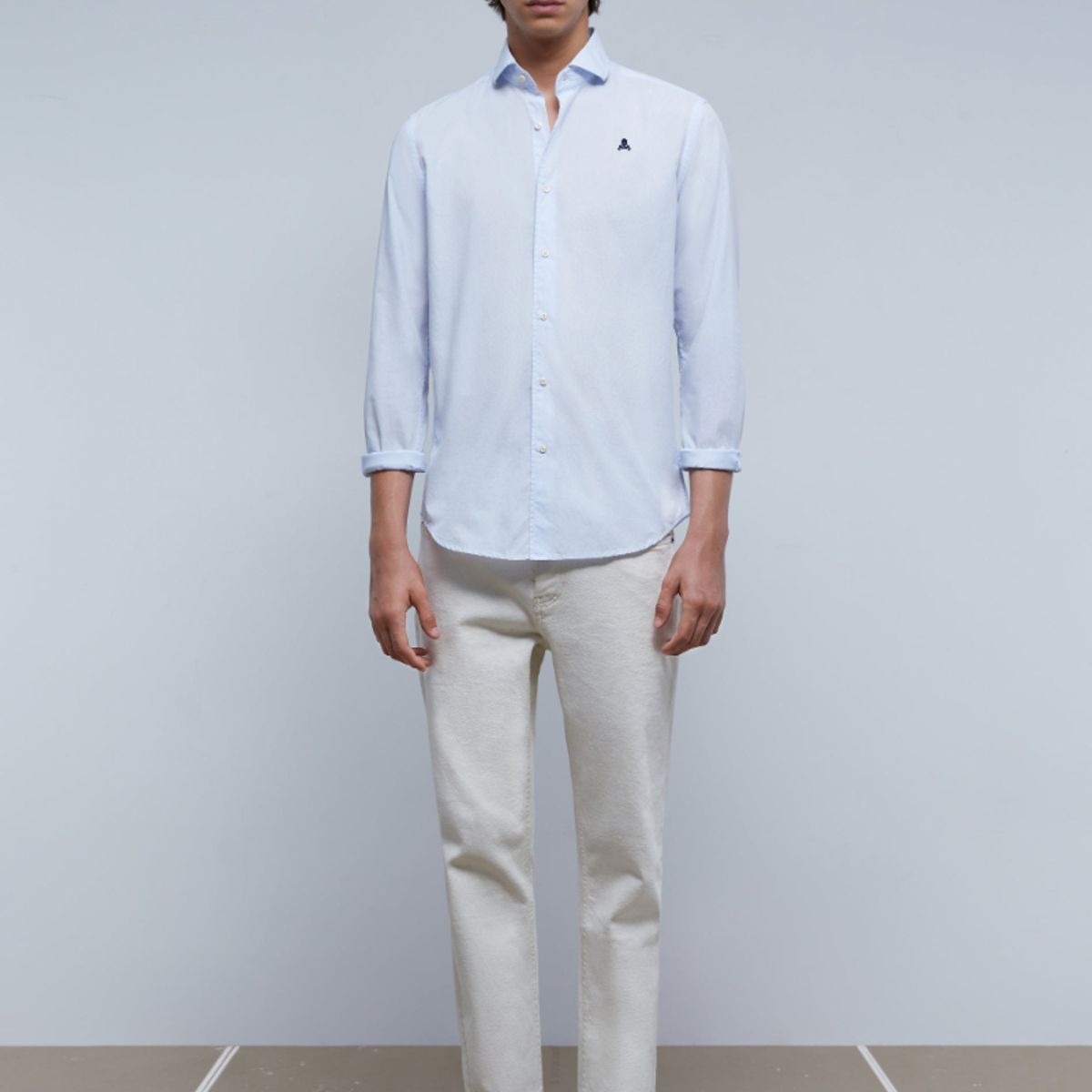 SCALPERS - Camisa Vestir Calavera Contraste Light Blue