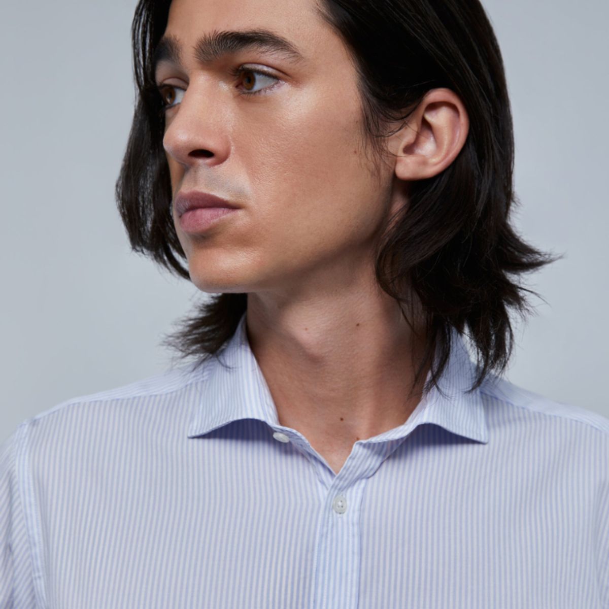 SCALPERS - Camisa Vestir Clásica Slim Fit Skyblue Stripes