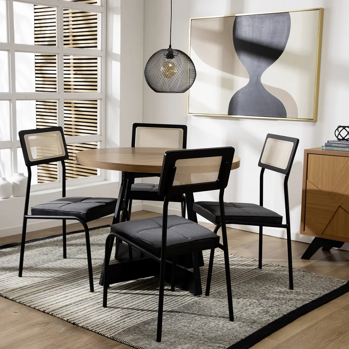 ROCA - Comedor Capitolio 4 Personas Canela-Negro Roca