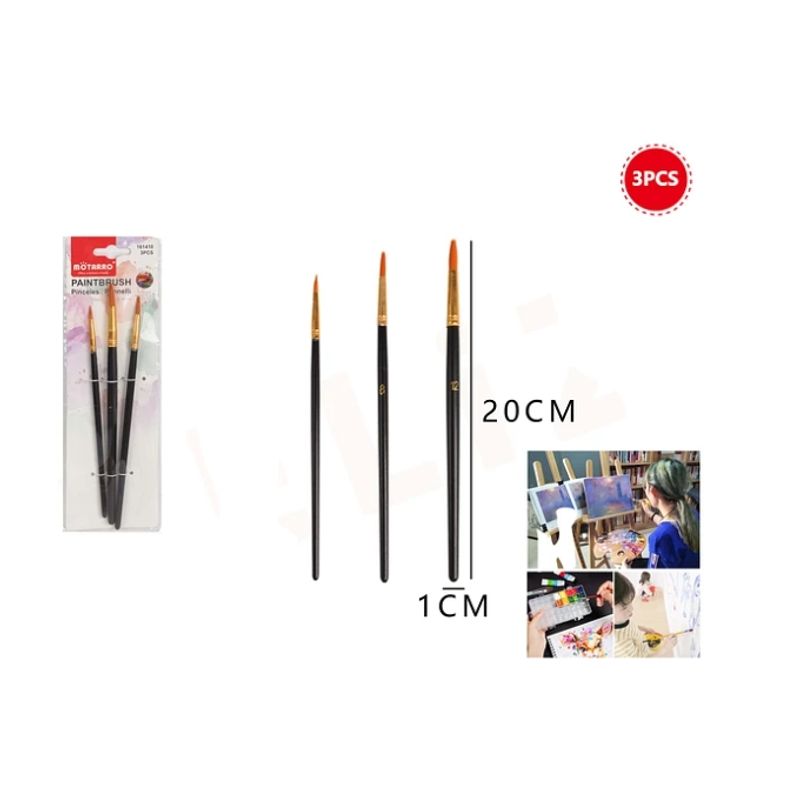 GENERICO - Set Pinceles 3 Brochas 20 Cm 3 Pcs