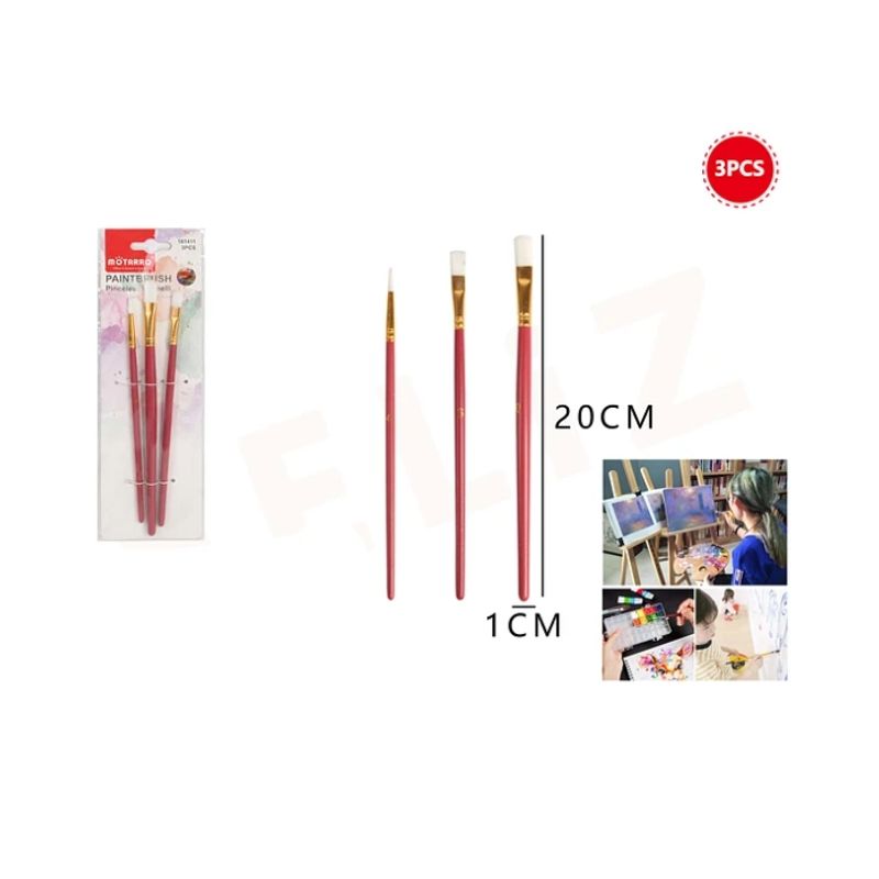 GENERICO - Set Pinceles Brochas 20 Cm 3 Pcs R