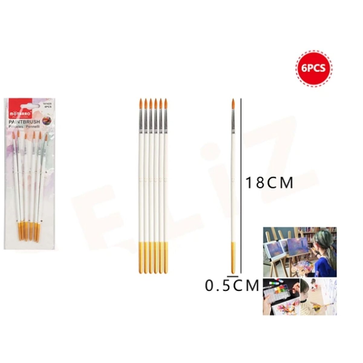 Set Pinceles Punta Gruesa 18 Cm 6 Pcs, marca GENERICO - Foto Principal
