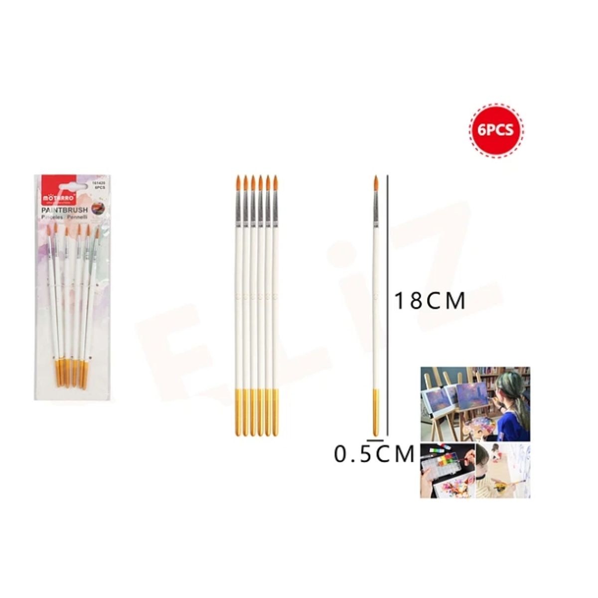 Set Pinceles Punta Gruesa 18 Cm 6 Pcs, marca GENERICO - Foto Principal