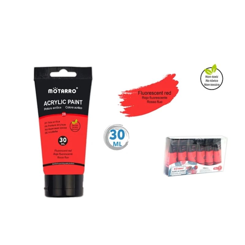 GENERICO - Pintura Acrílica Rojo Fluorescente 30 ML