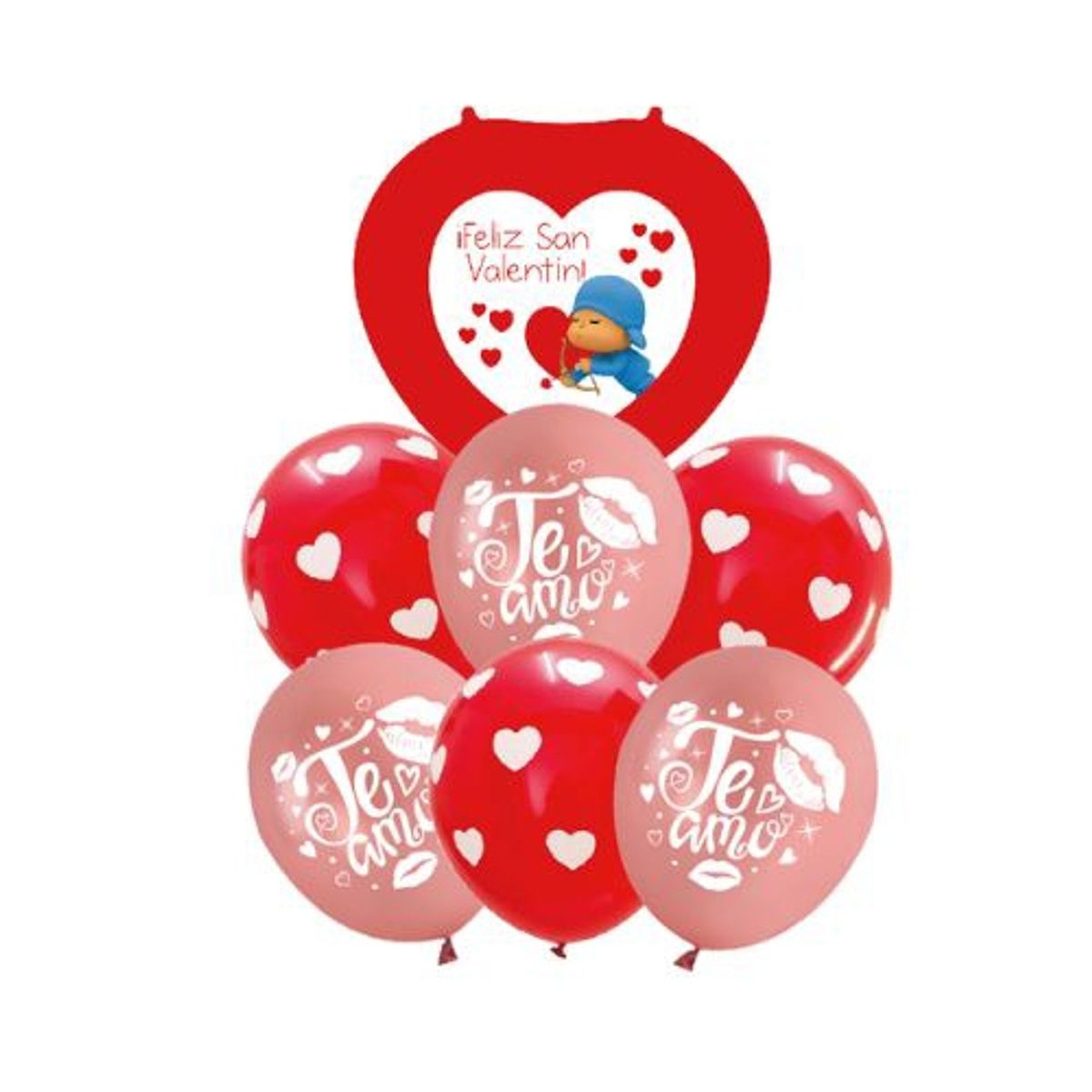 GENERICO - Globos Latex San Valentin Te Amo Rojo Rosa