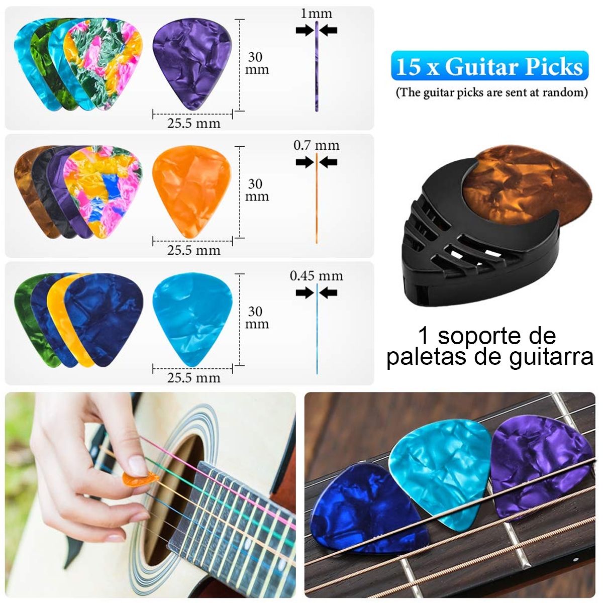 EDWINAYY - Juego De Accesorios Para Guitarra U?eta Afinador Capo