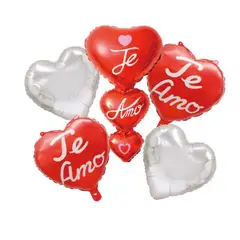 GENERICO - Globos Latex Color Rojo Blanco Te Amo 5 Unidades