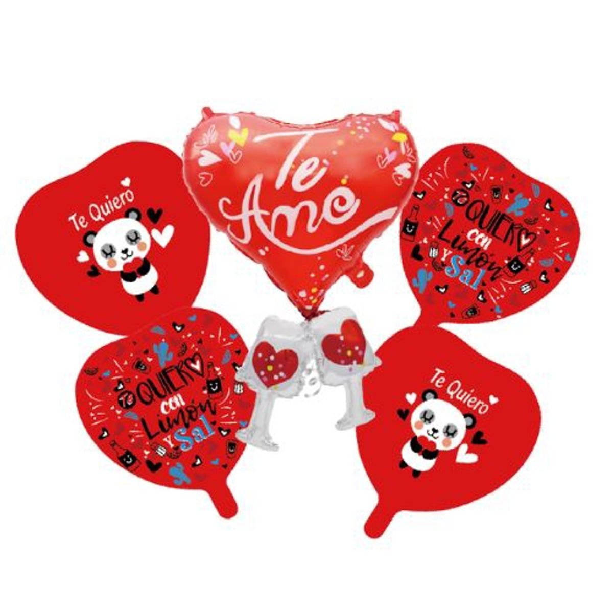 GENERICO - Globos Latex Varios Diseños Color Rojo 5 Unidades