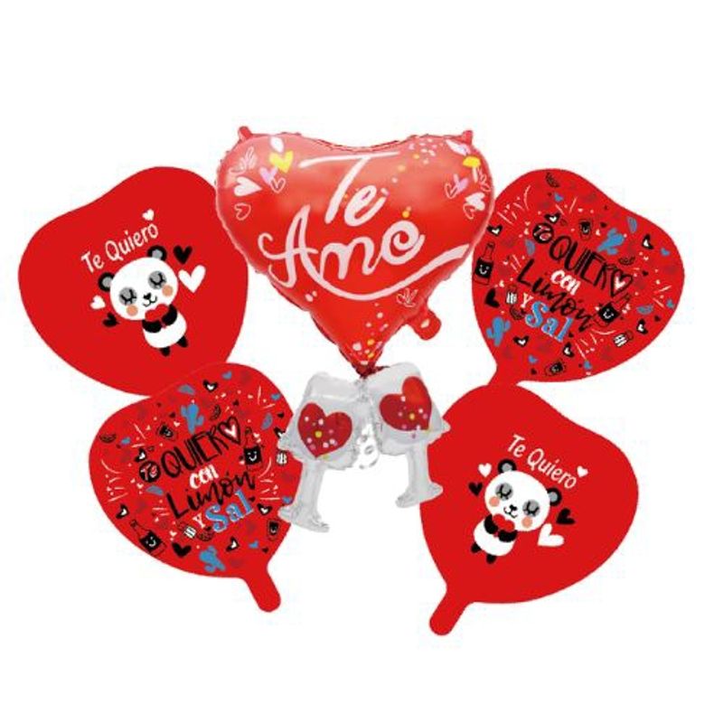 GENERICO - Globos Latex Varios Diseños Color Rojo 5 Unidades