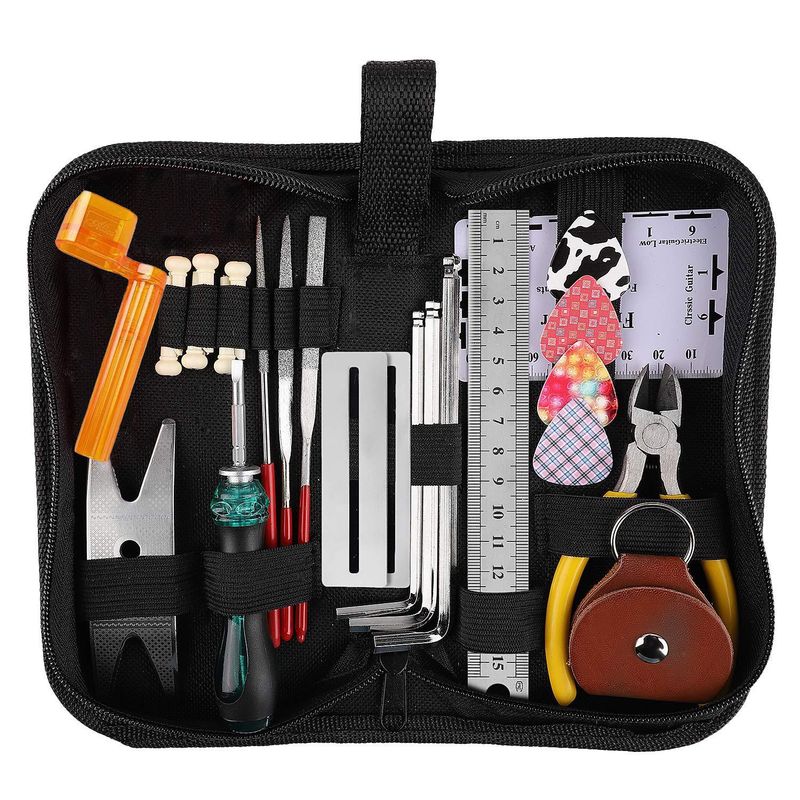 EDWINAYY - 25p Herramienta Lima Regla De Cuerda Guitarra Bajo+bolsa