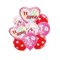 GENERICO - Globos Latex San Valentin Te Amo Color Rojo Violeta