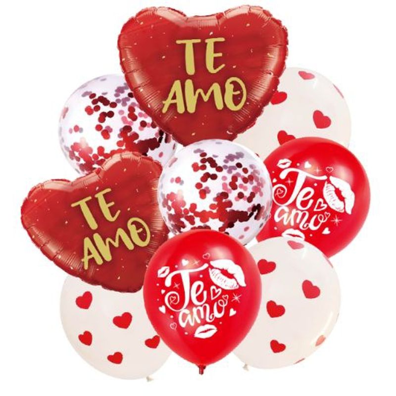 GENERICO - Globos Latex San Valentin Te Amo Color Rojo Blanco