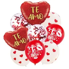 GENERICO - Globos Latex San Valentin Te Amo Color Rojo Blanco