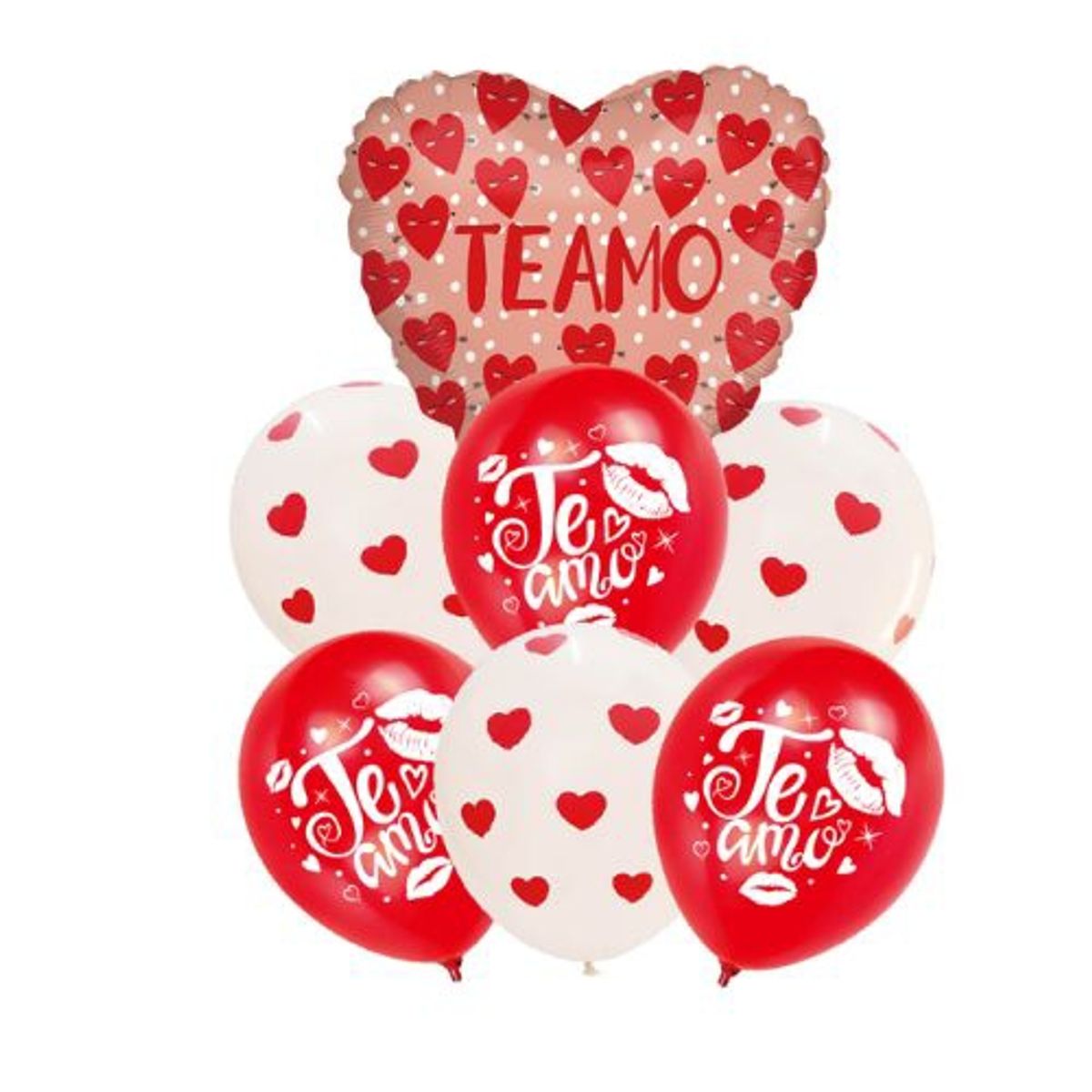 GENERICO - Globos San Valentin Te Amo Redondo Corazon Rojo Blanco