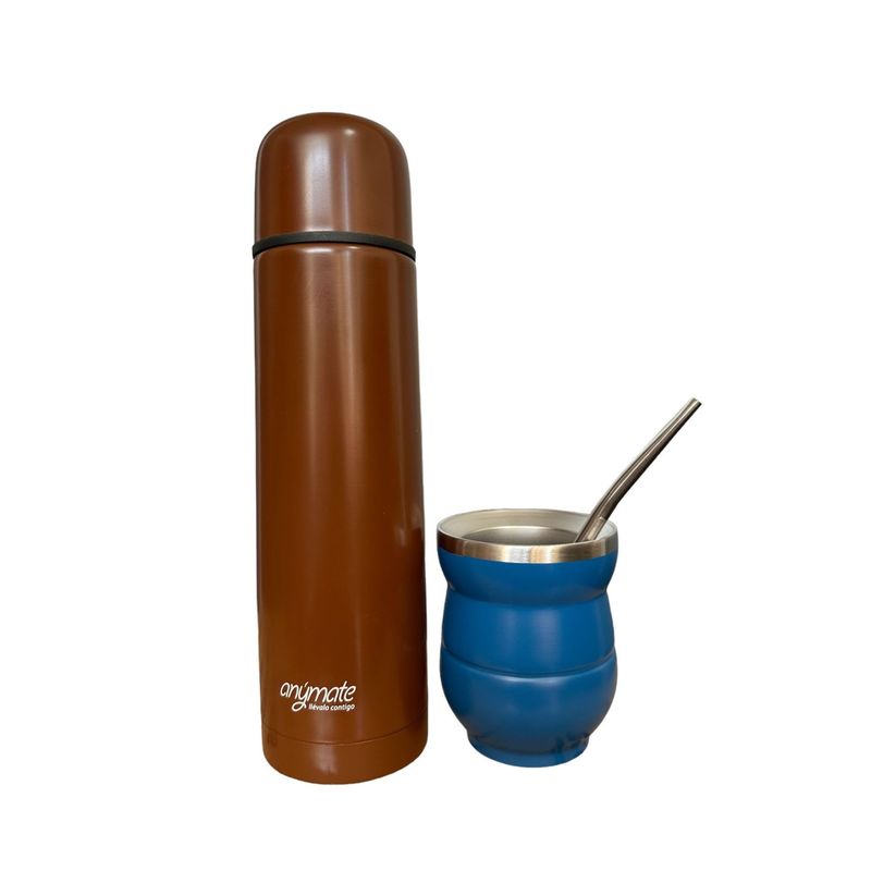 GENERICO - Mate Con Bombilla 160ml + Termo Bala 500ml Anymate