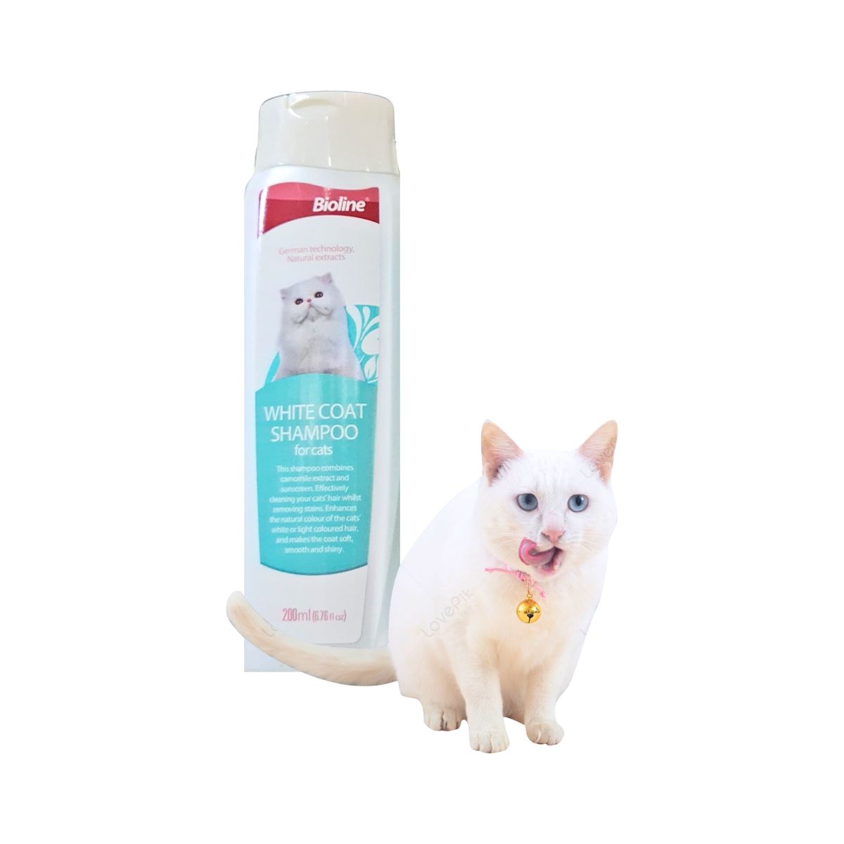 BIOLINE - Shampoo Para Gatos De Pelo Claro White Coat - Bioline 200ml.