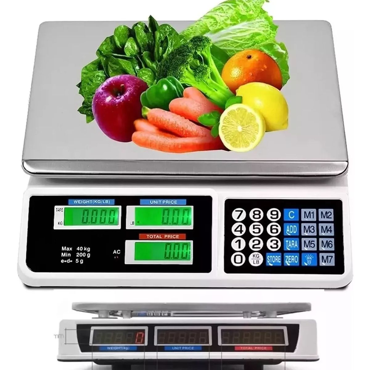 GENERICO - Balanza Pesa Digital Recargable 40kg Con Bandeja