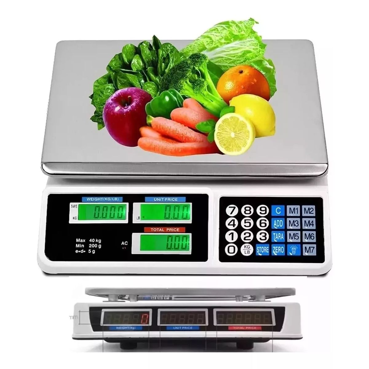 GENERICO - Balanza Pesa Digital Recargable 40kg Con Bandeja