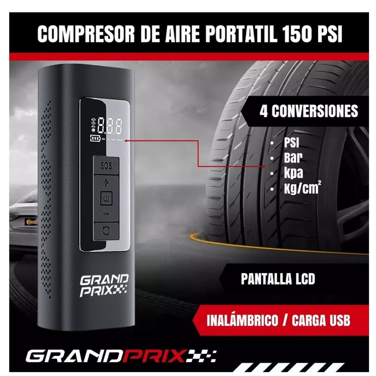 GENERICO - Compresor De Aire Portatil A Batería