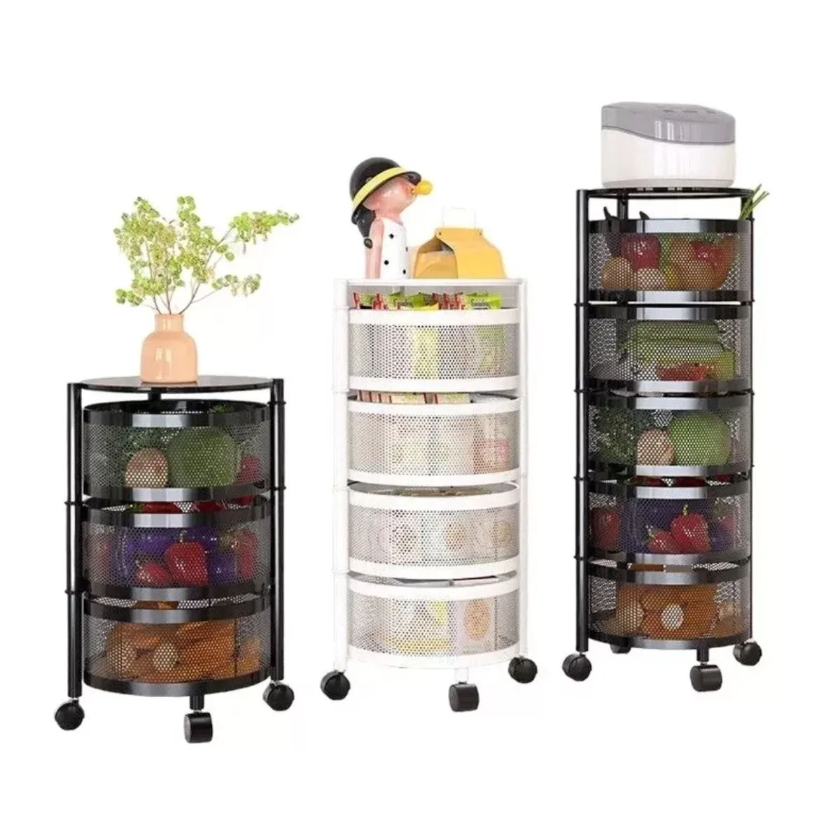 GENERICO - Estante Giratorio Organizador Verdulero Frutero Metal 3 Piso