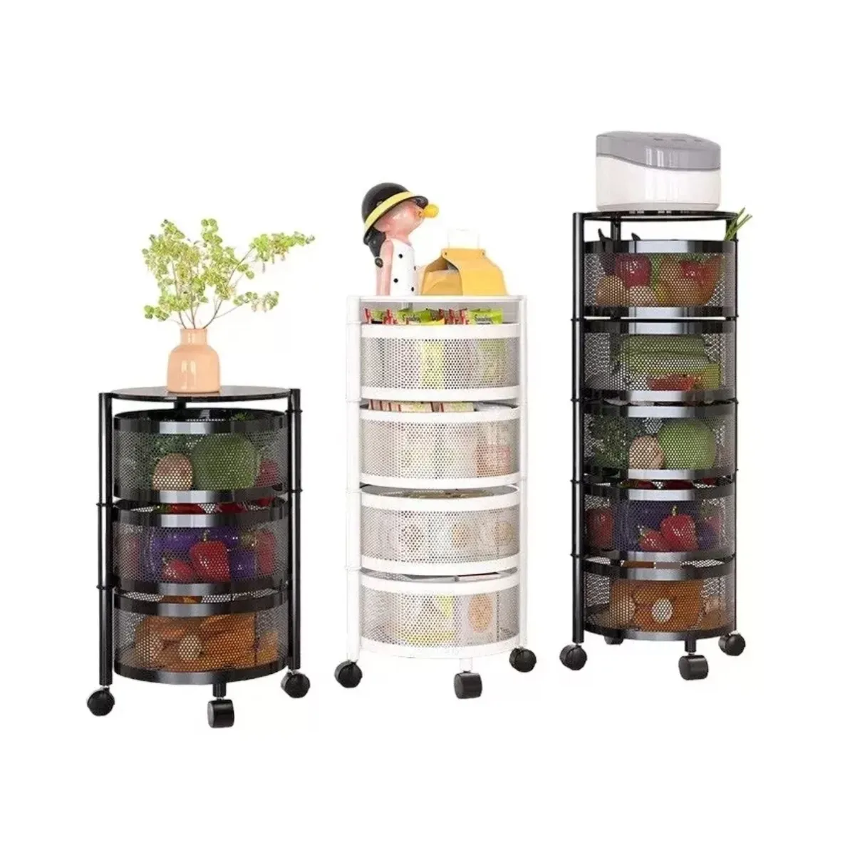 GENERICO - Estante Giratorio Organizador Verdulero Frutero Metal 3 Piso