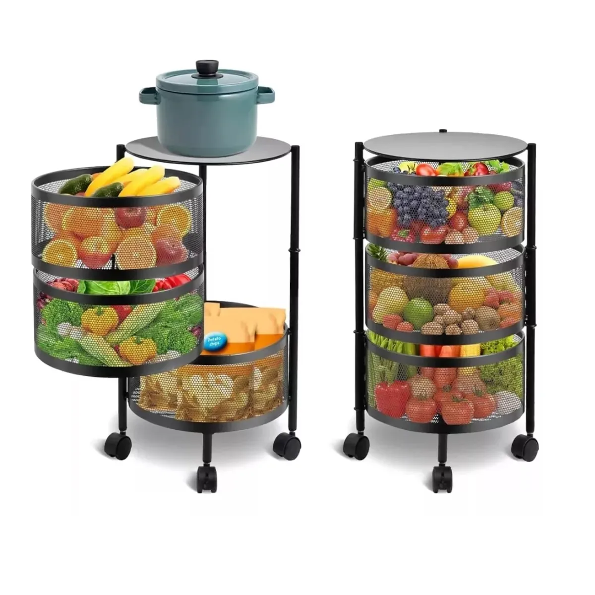 GENERICO - Estante Giratorio Organizador Verdulero Frutero Metal 3 Piso