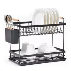 GENERICO - Secaplatos Escurridor Loza 2 Niveles Inoxidable Casatua Color Negro