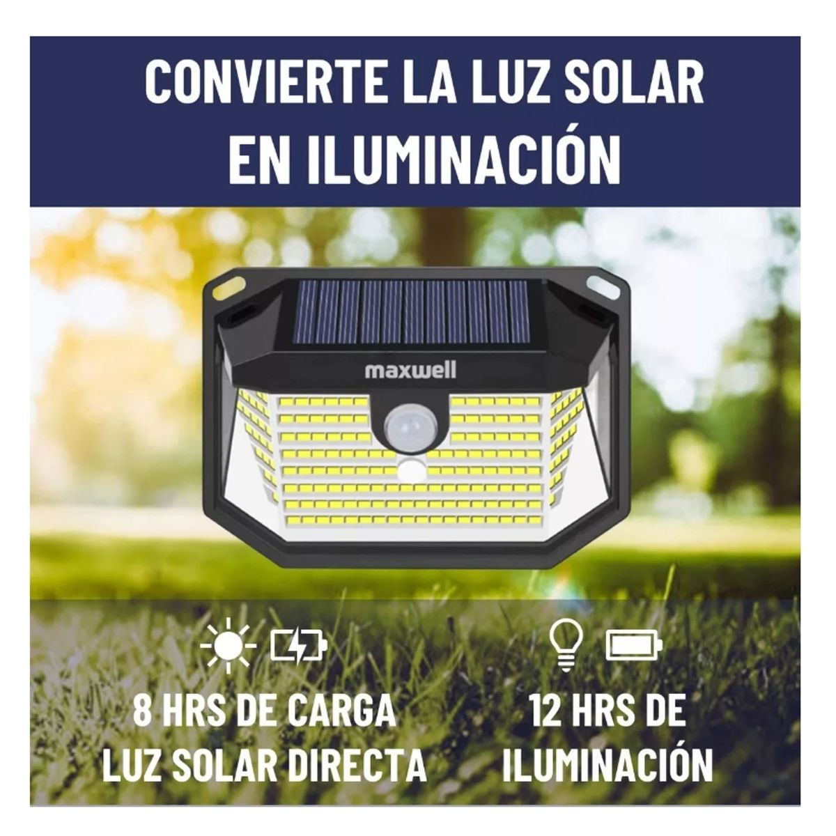 GENERICO - Foco Solar Maxwell Led Exterior Pared Unitario + Sensor Luz cálida