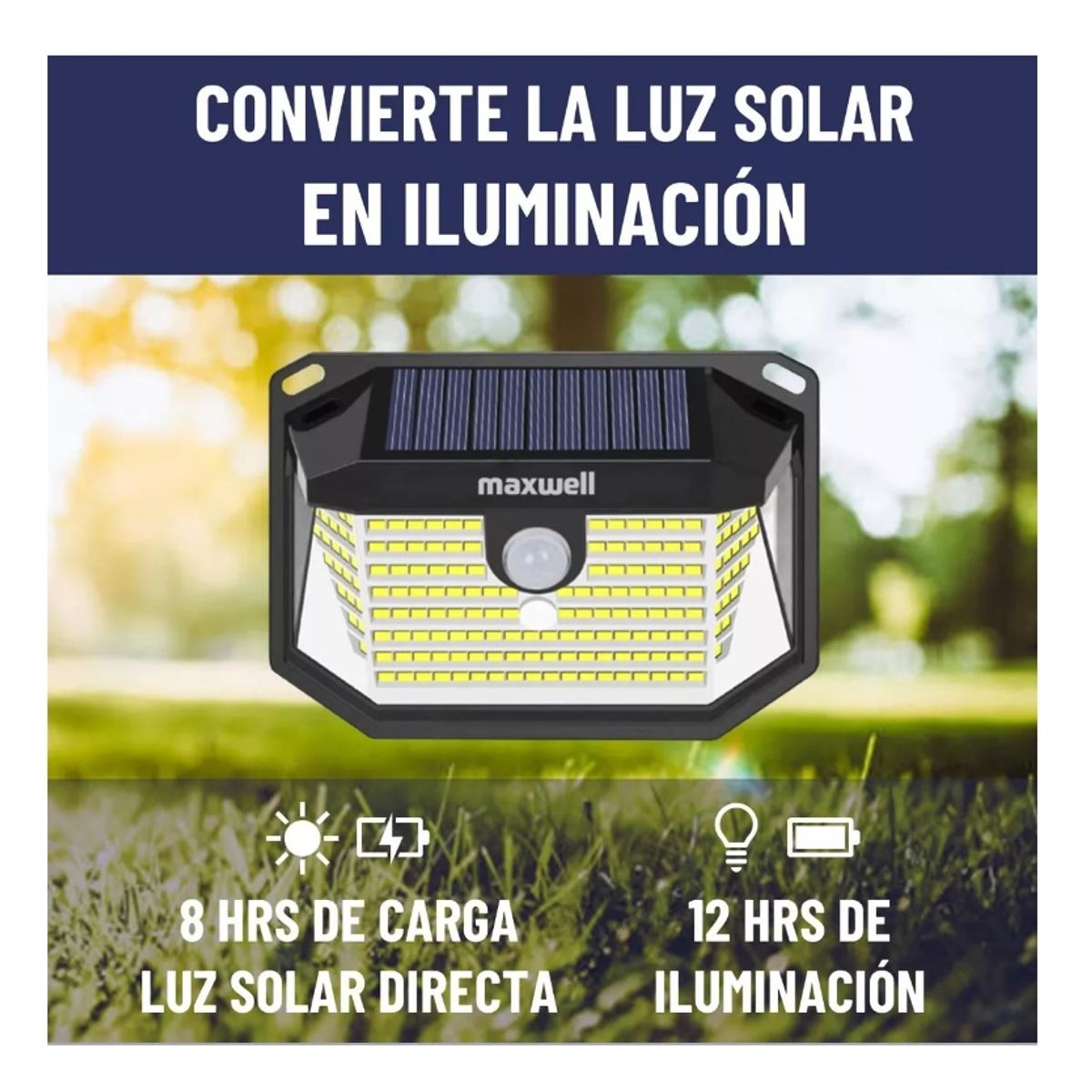 GENERICO - Foco Solar Maxwell Led Exterior Pared Unitario + Sensor Luz cálida