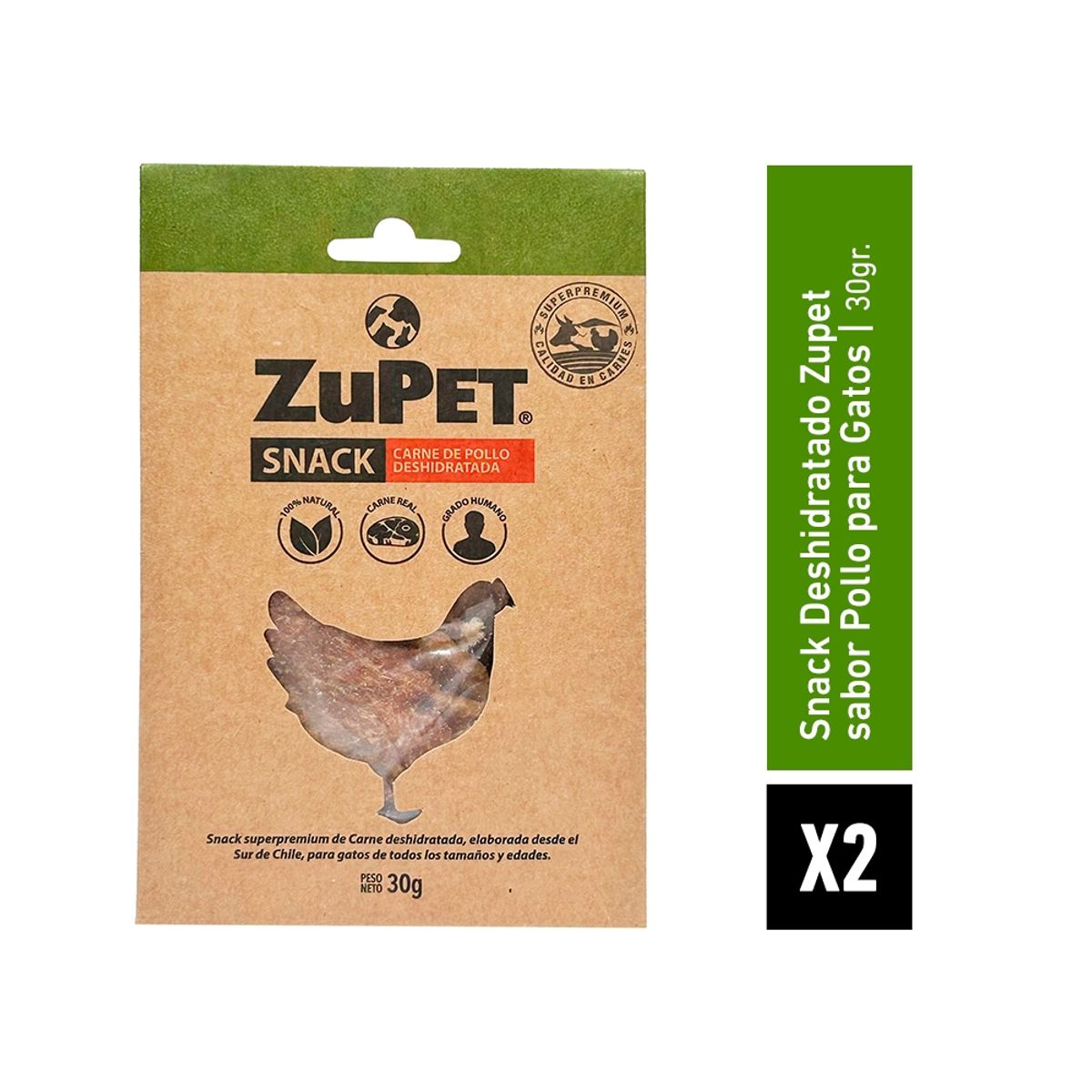 ZUPET - Pack X2 Snack Gato Zupet Deshidratado Cerdo 30 Gr