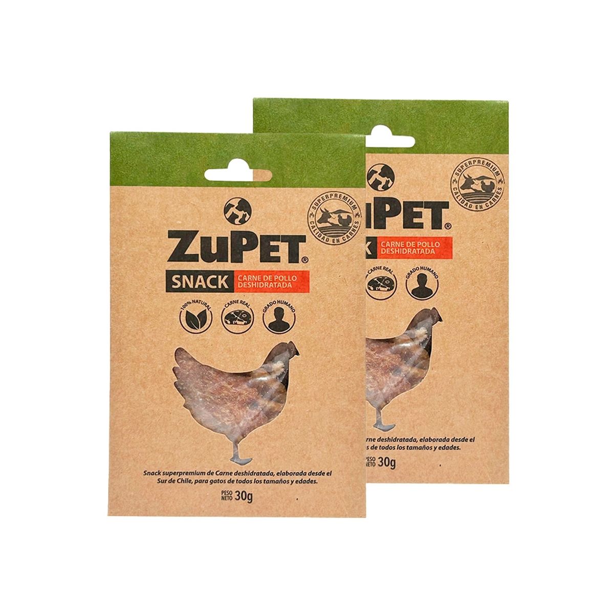 ZUPET - Pack X2 Snack Gato Zupet Deshidratado Cerdo 30 Gr