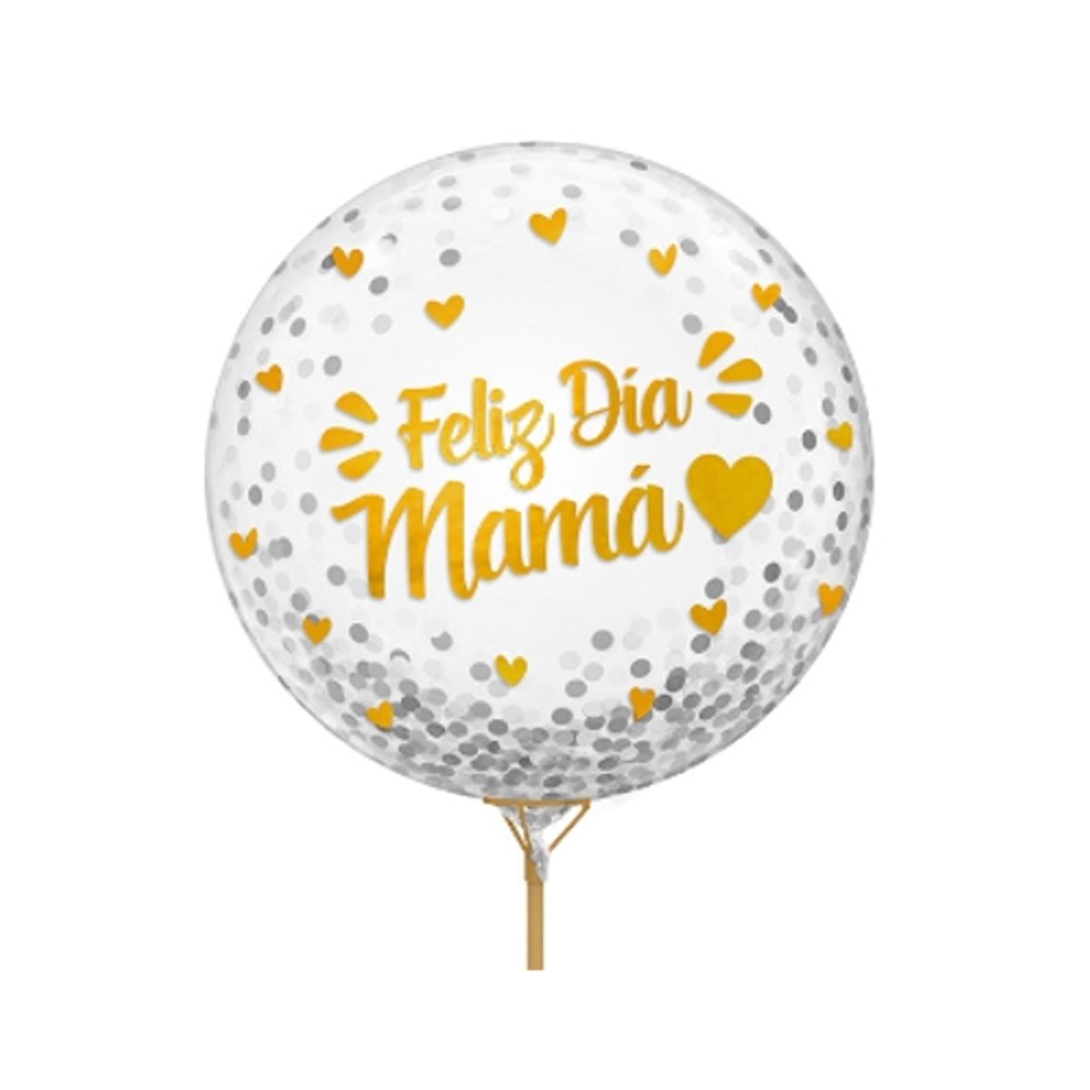 GENERICO - Globo Burbuja Confetti Feliz Dia Mama Dorado