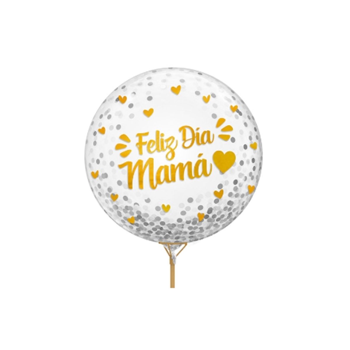 GENERICO - Globo Burbuja Confetti Feliz Dia Mama Dorado