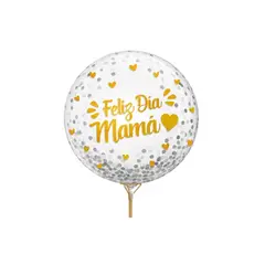 GENERICO - Globo Burbuja Confetti Feliz Dia Mama Dorado