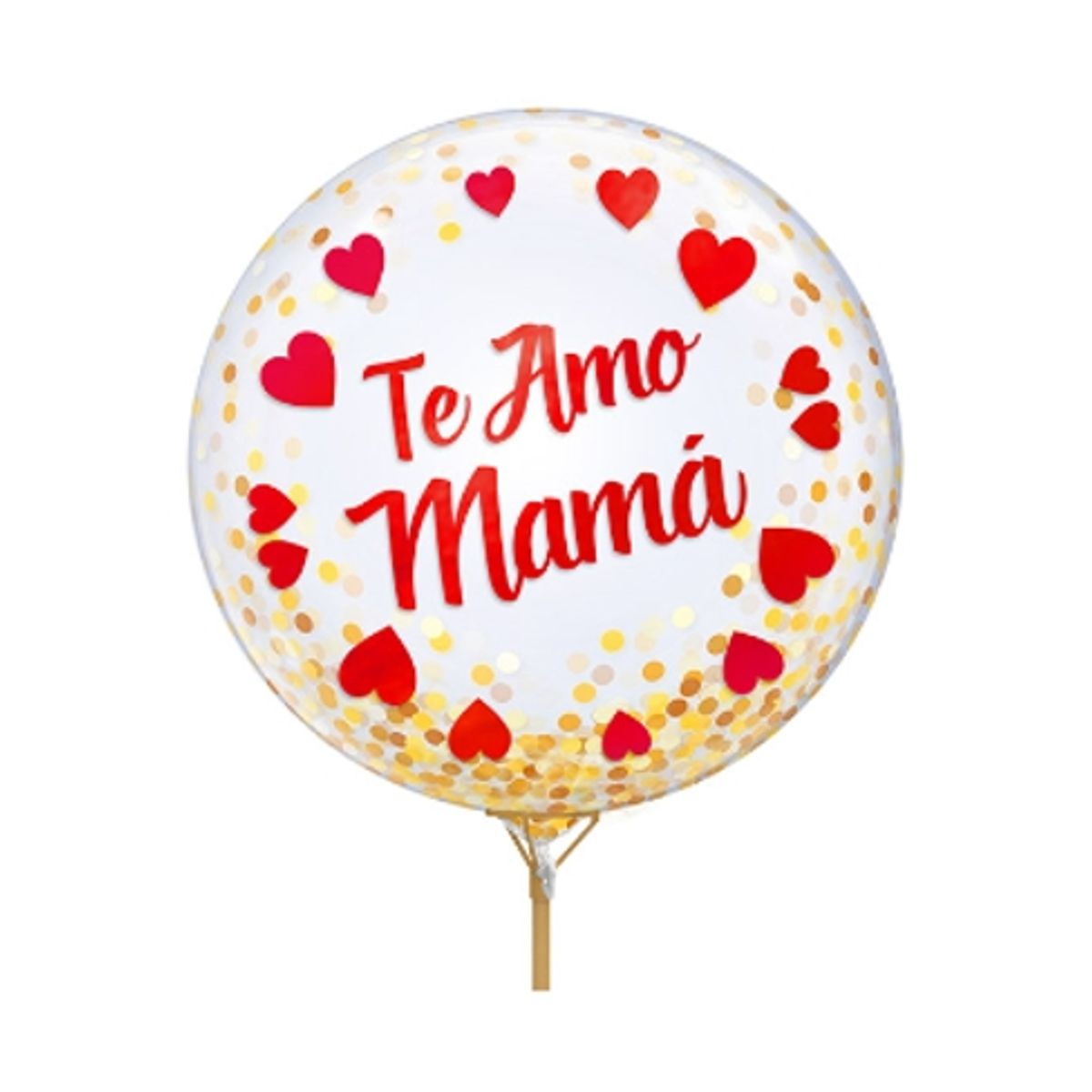 GENERICO - Globo Burbuja Confetti Te Amo Mama Rojo