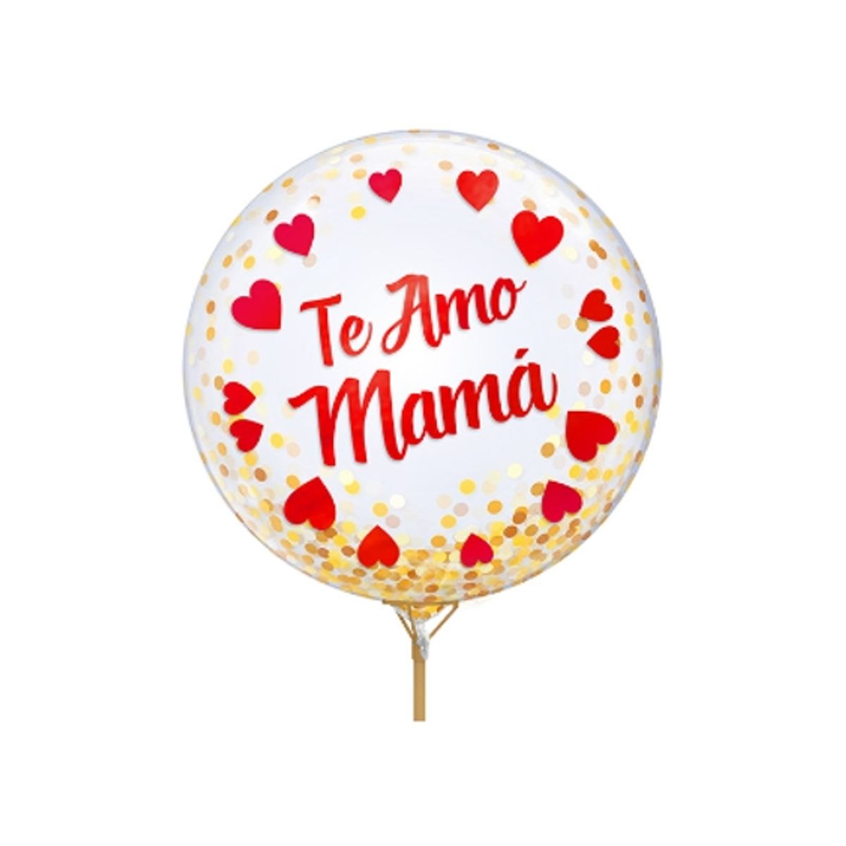 GENERICO - Globo Burbuja Confetti Te Amo Mama Rojo