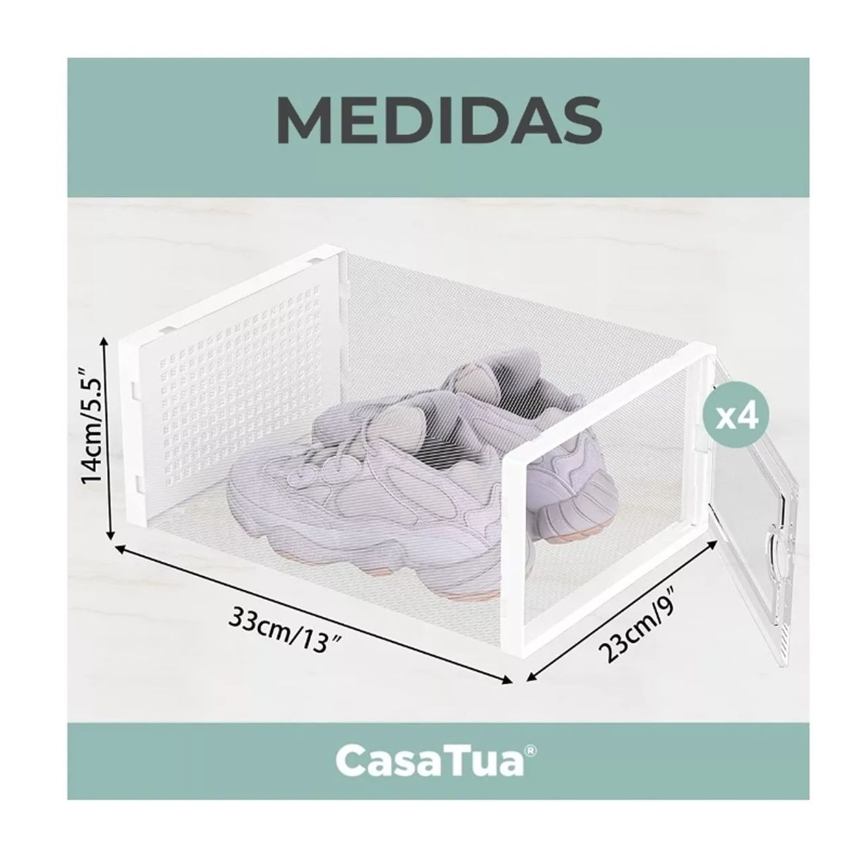 GENERICO - Caja Organizadora De Zapatos Set 4 Casatua Apilables