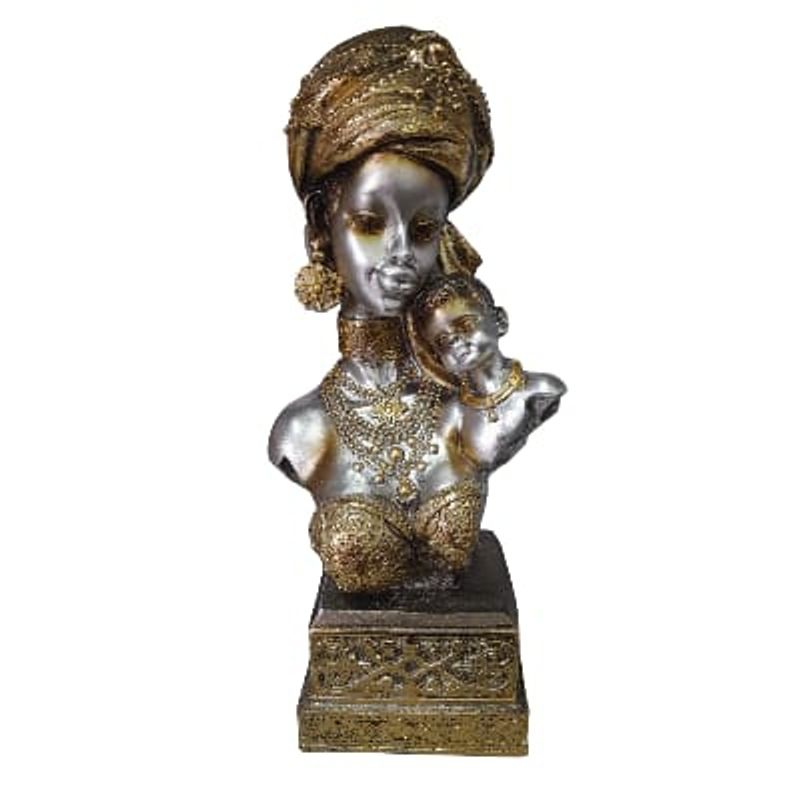 DECO ARTESANOS - Madre e Hijo Africanos Plateados