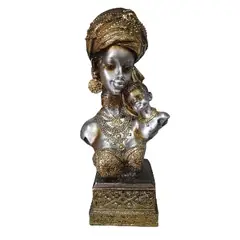 DECO ARTESANOS - Madre e Hijo Africanos Plateados