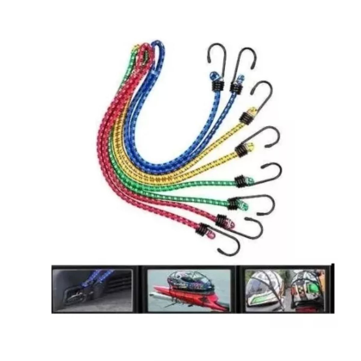 GENERICO - Cuerda Pulpo Elástica Equipaje Amarre Con Gancho 15m 2unid