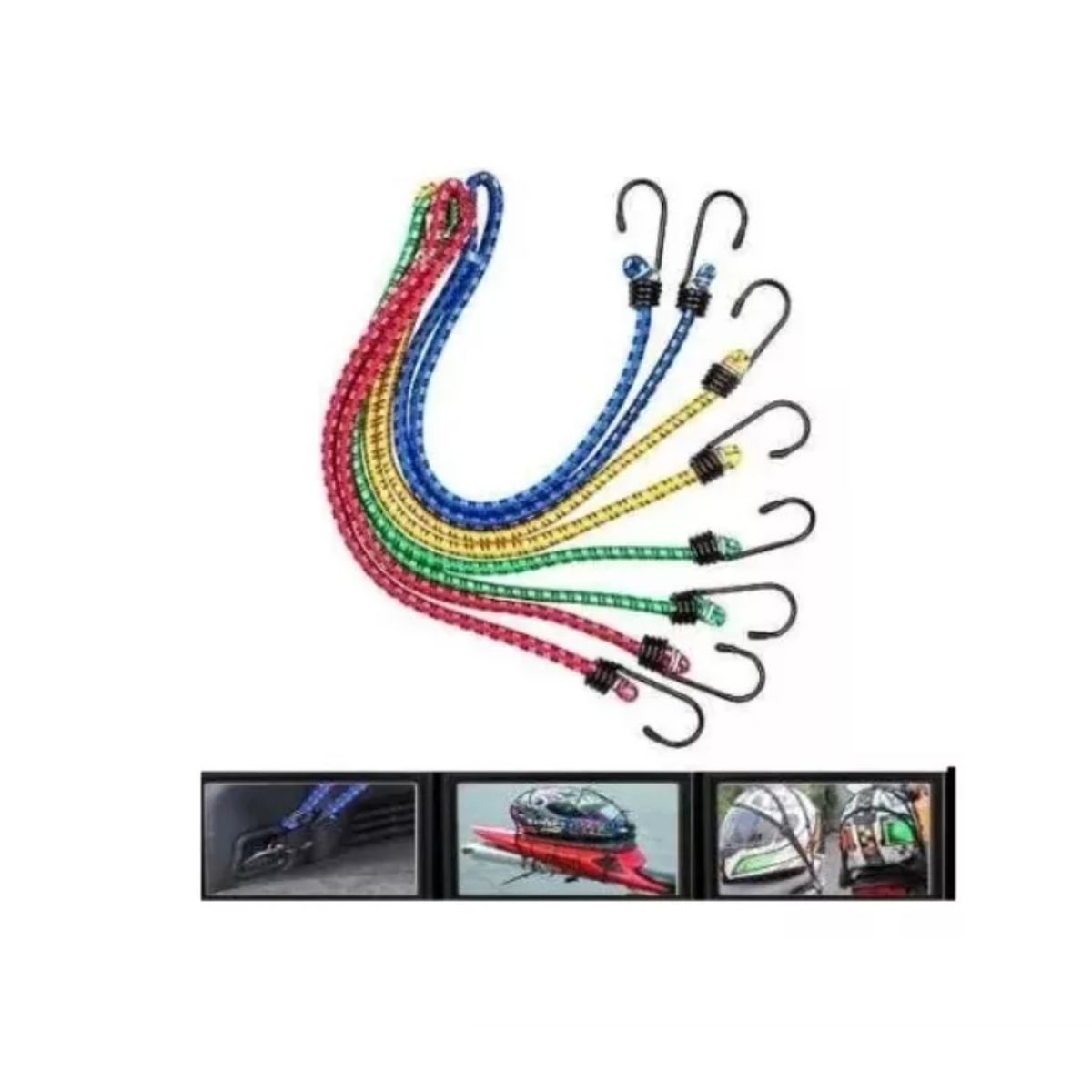 GENERICO - Cuerda Pulpo Elástica Equipaje Amarre Con Gancho 15m 2unid