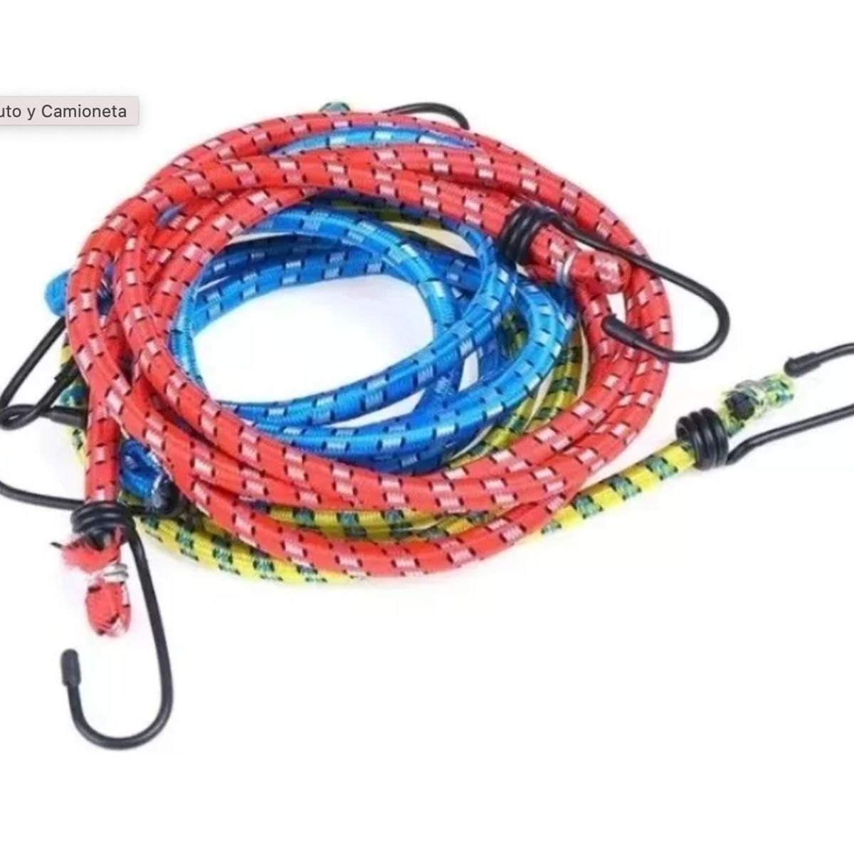 GENERICO - Cuerda Pulpo Elástica Equipaje Amarre Con Gancho 15m 2unid