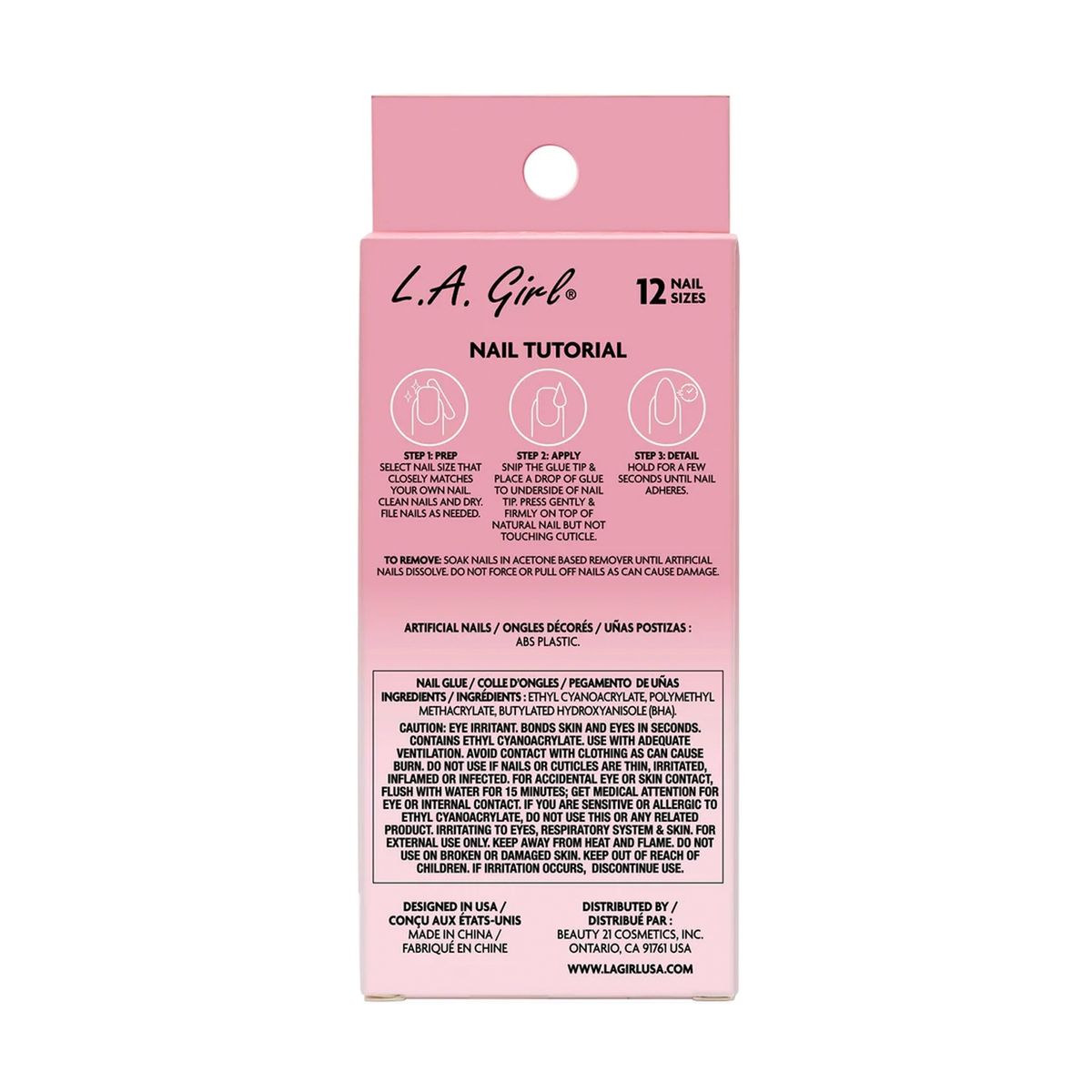 L A COLORS - Set de uñas press on “Oh So Shine” Classy French Tip - LA Girl