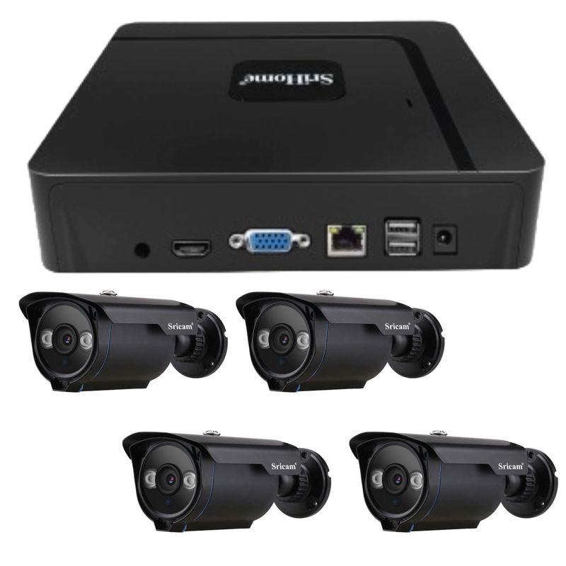 SRIHOME - NVR con Cámaras Pack de NVR NVS003 16CH  y 4 Cámaras XSP007